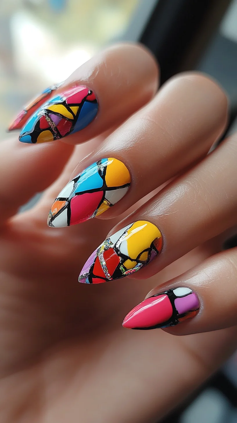 Bold and Artistic Angular Nails: A Colorful Statement