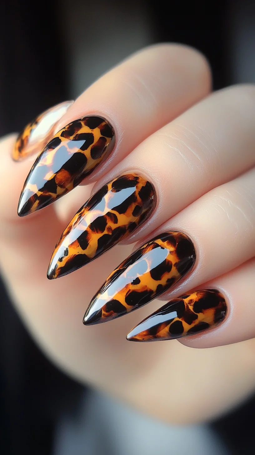 Bold and Edgy: Embrace the Fierce Look of Stiletto Leopard Print Nails