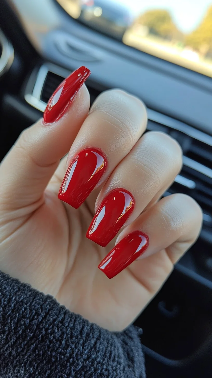 Bold and Glamorous: Stunning Red Long Coffin Nails for an Eye-Catching Look