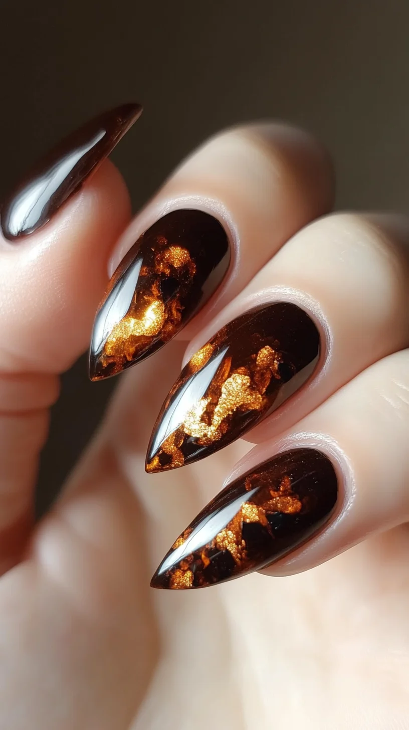 Bold and Glitzy: Coffin-Shaped Nails with a Fiery Glitter Twist