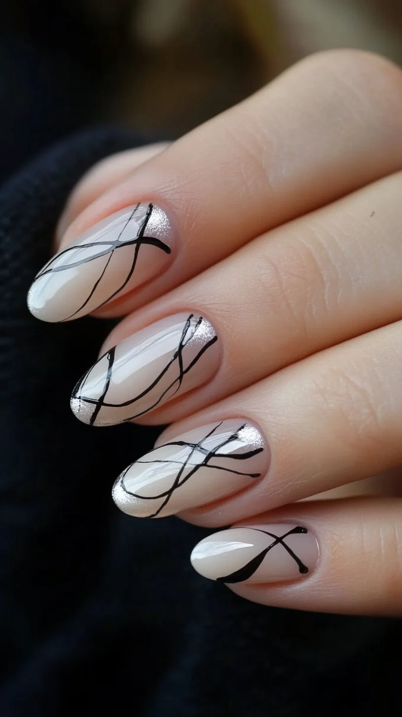 Chic Minimalist Nails with Bold Line Art for an Effortless Chic Look