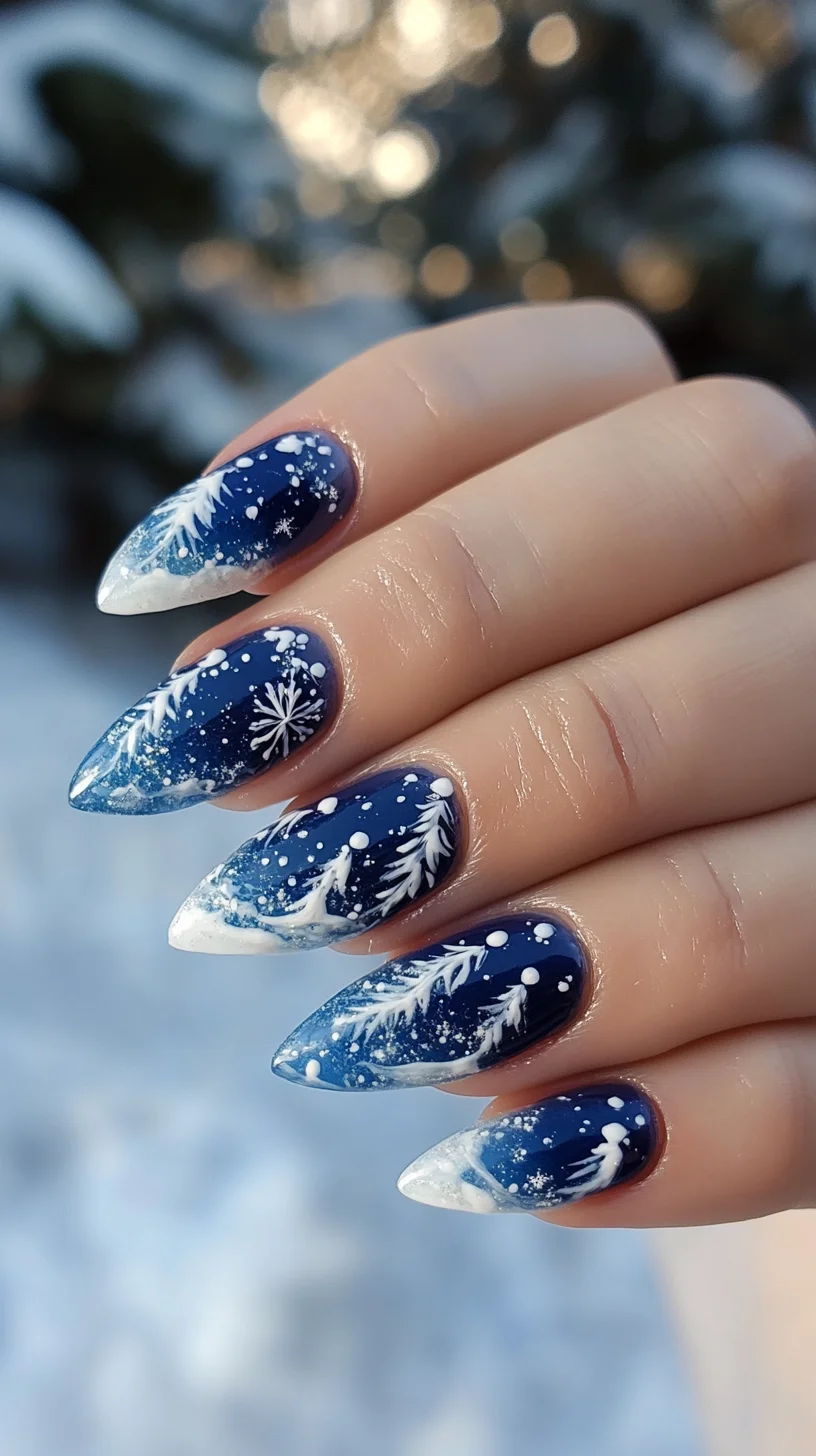 Chic Winter Wonderland: Frosty Blue Nail Art That Dazzles