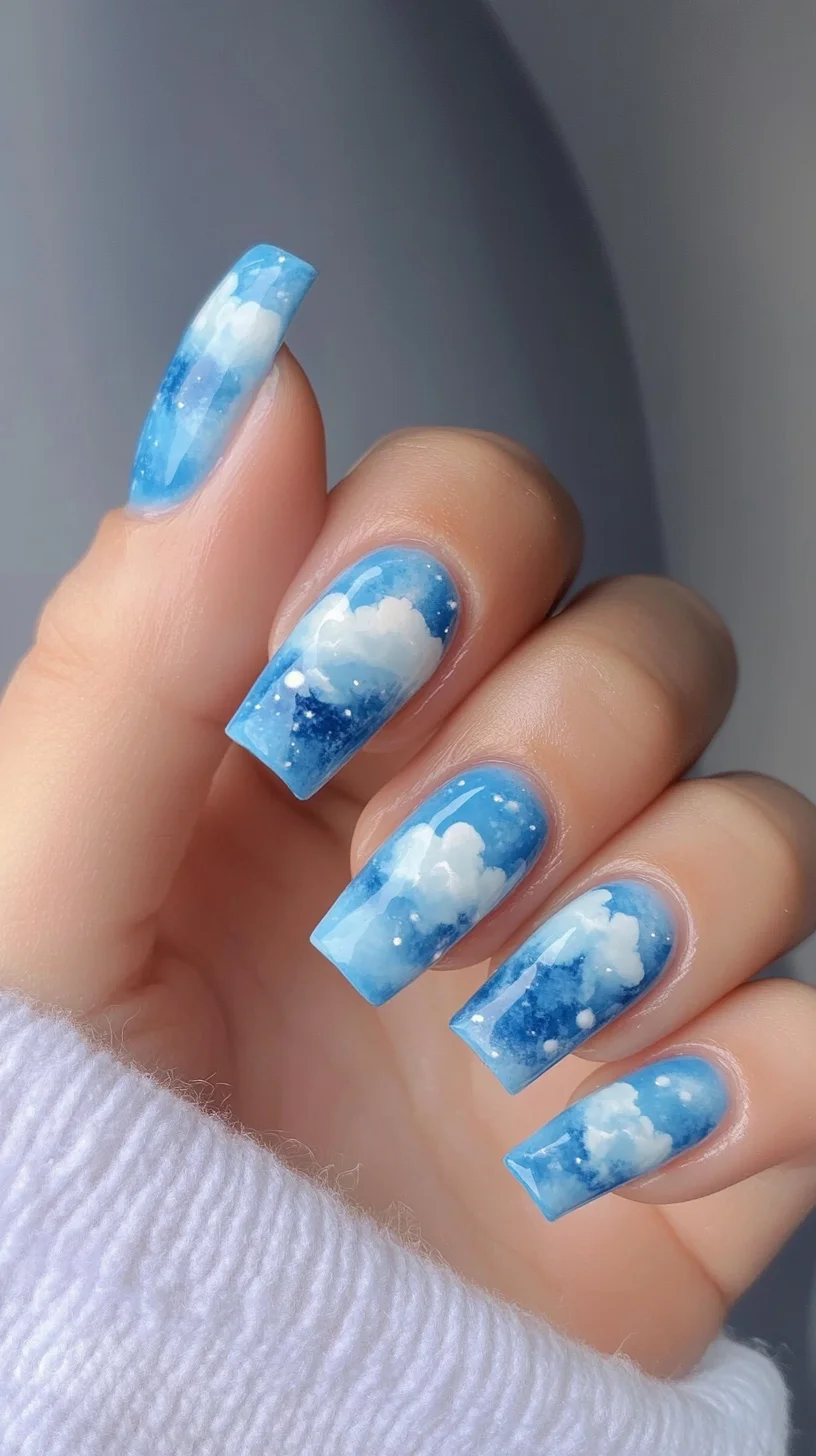 Cloudy Sky Nails: An Artistic Expression of Dreamy Blue Hues