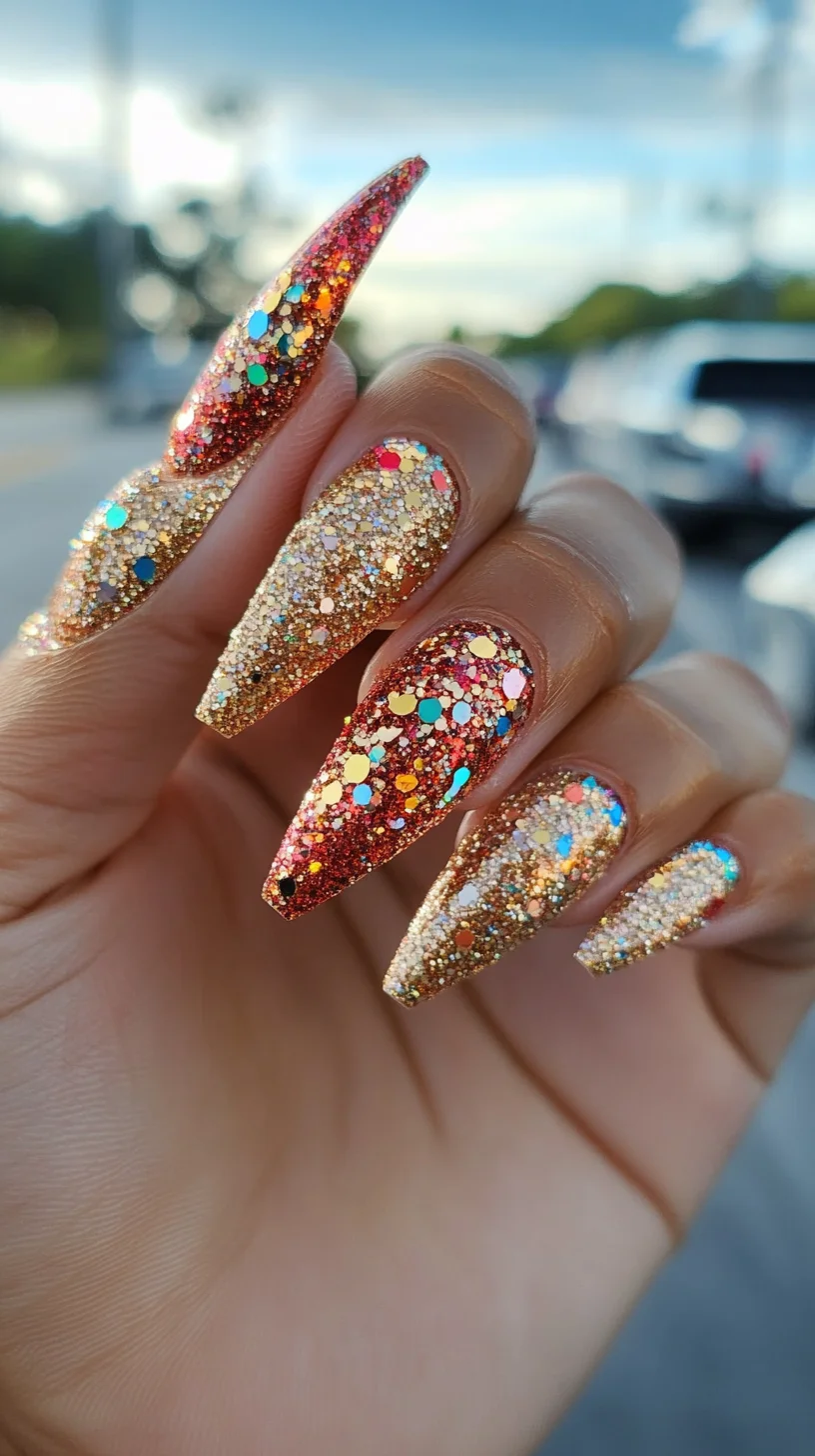 Dazzling Glitter Sharp Nails: A Bold Statement of Glamour