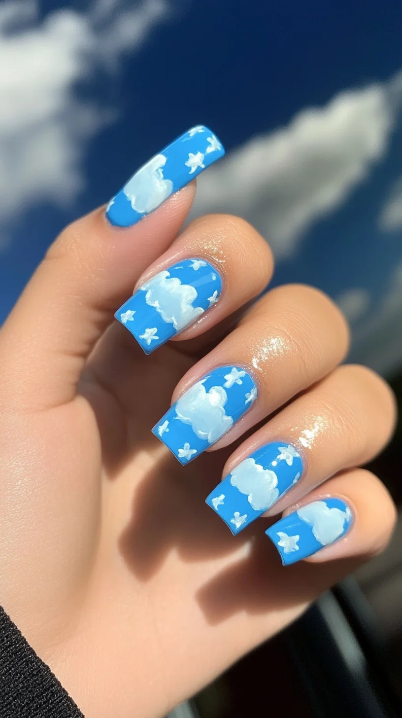 Dreamy Sky Nails: Embrace a Whimsical Touch with Playful Cloud Designs