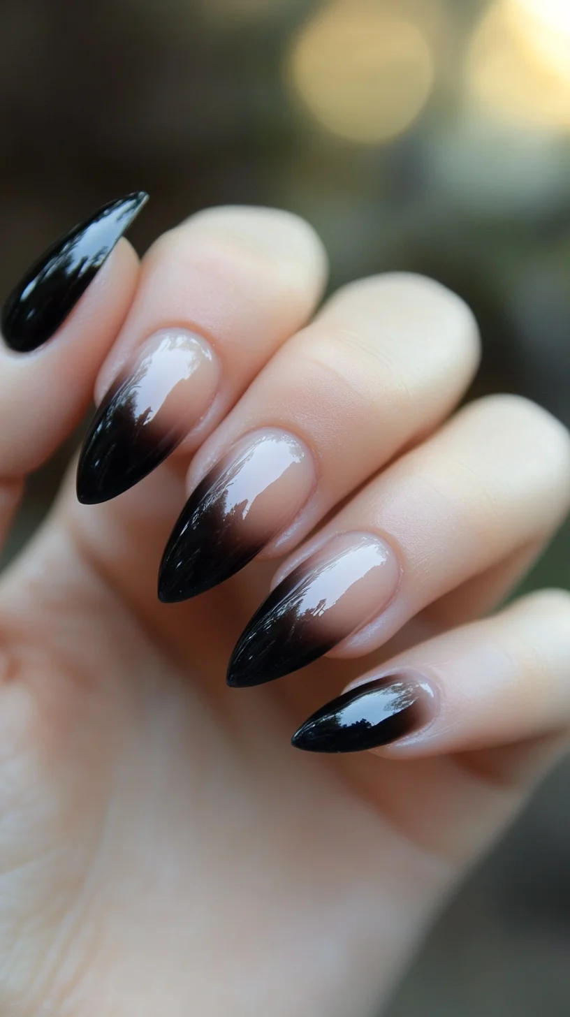 Edgy Elegance: Mastering the Chic Gradient Black Ombre Nail Look