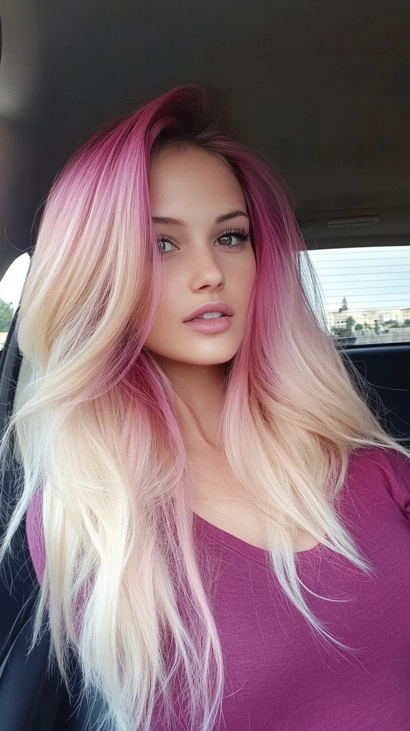 Effortless Glam: Stunning Ombre Waves with a Touch of Pink