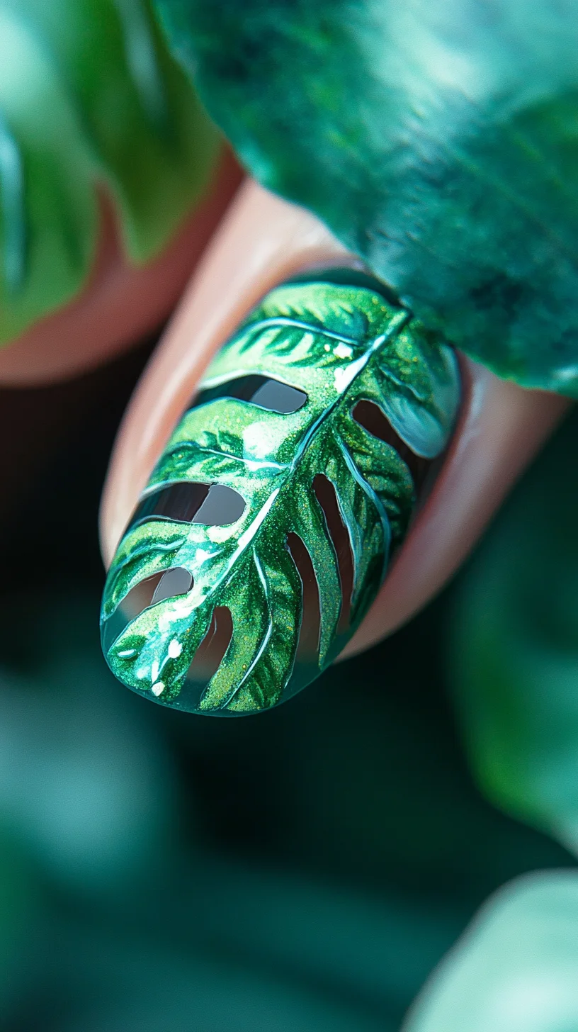 Effortlessly Chic: Embrace the Tropical Vibes with Leafy Nail Art