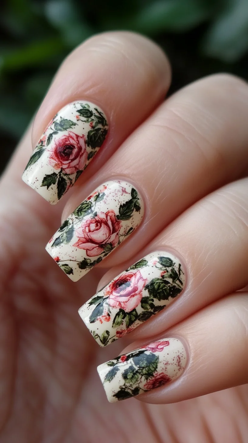 Elegant Floral Nail Art: A Charming Blend of Romance and Style