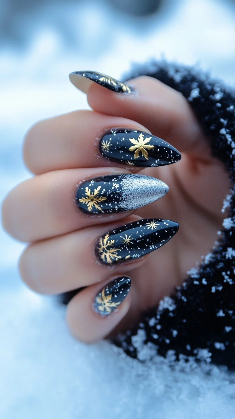 Elegant Snowflake-Inspired Almond Nails for a Winter Wonder