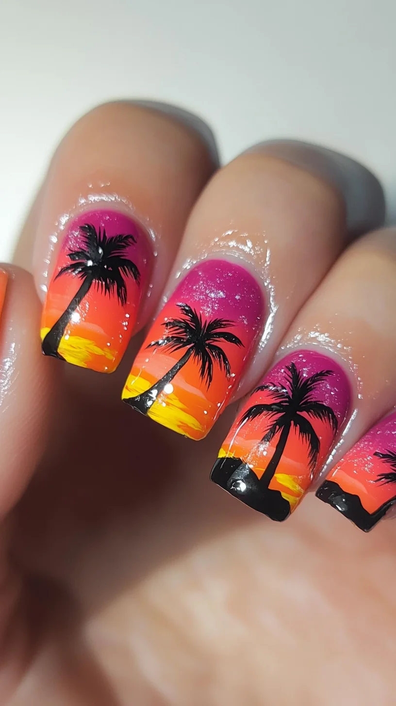 Elevate Your Look: Stunning Sunset Nail Art with Tropical Vibes