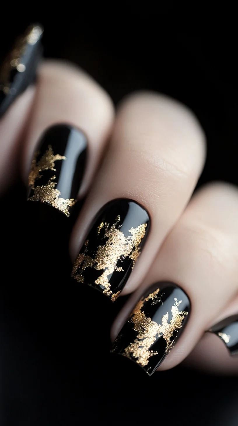 Elevate Your Look with Chic Black and Gold Metallic Nail Art