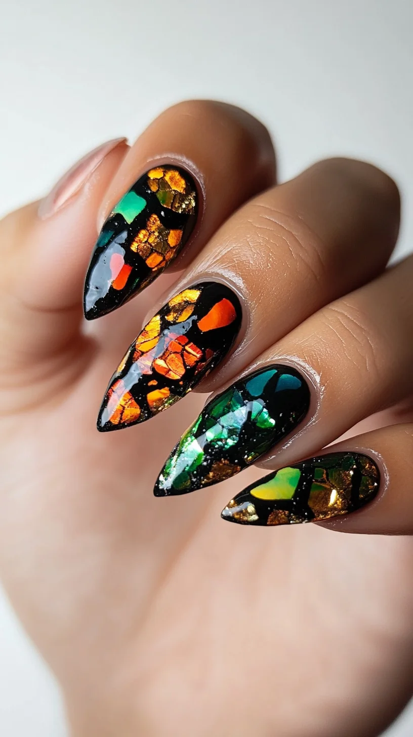 Elevate Your Look with Dazzling Stained Glass Nail Art in Bold Jewel Tones