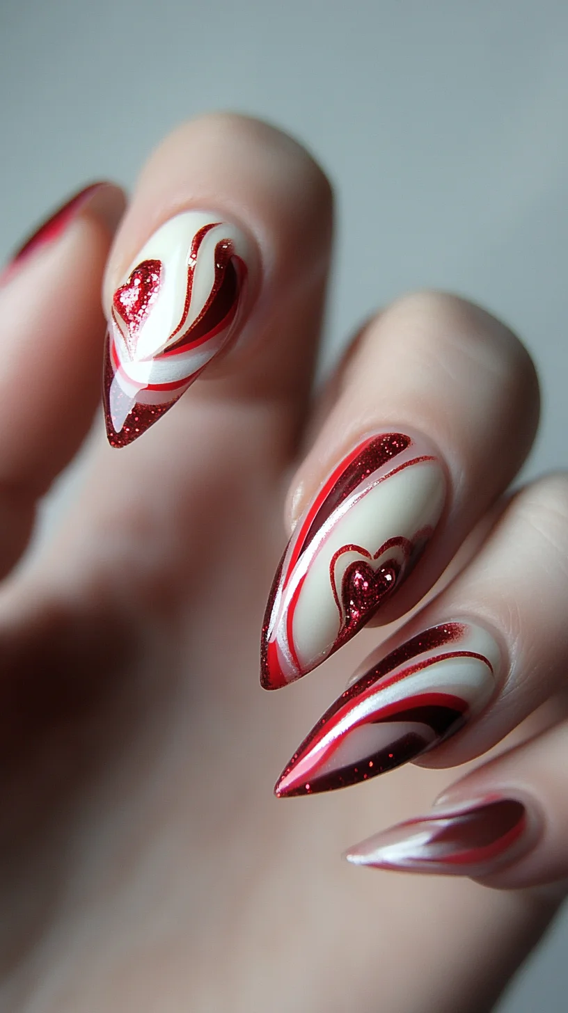 Elevate Your Look with Stunning Red and White Marble Nail Art