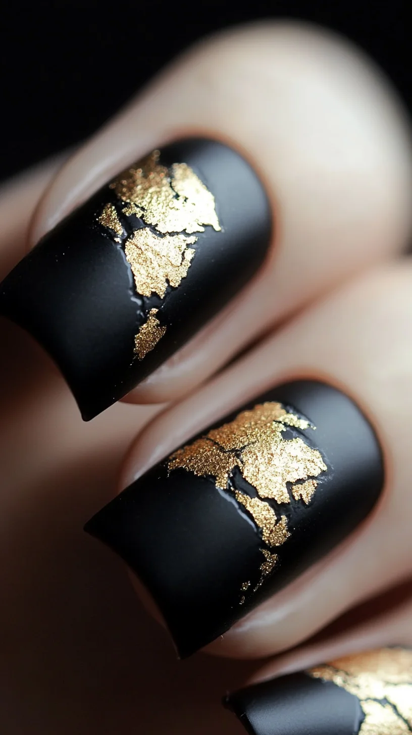 Elevate Your Style with Stunning Matte Black and Gold Nail Art