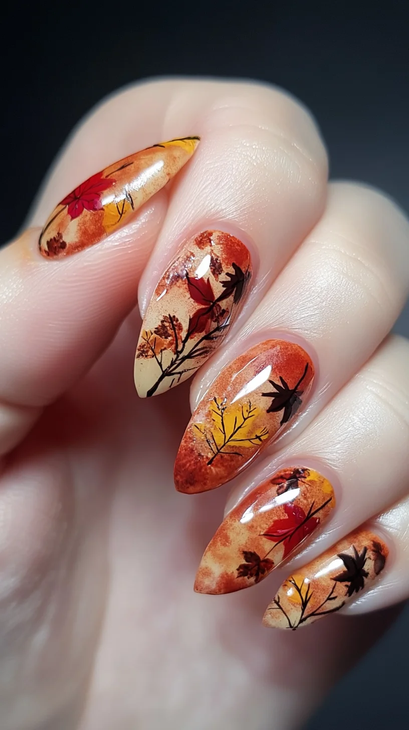 Embrace Autumn Elegance with Artistic Leaf-Inspired Nail Art