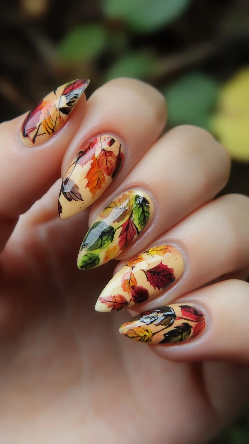 Embrace Autumn Vibes with Stunning Leaf-Patterned Nail Art