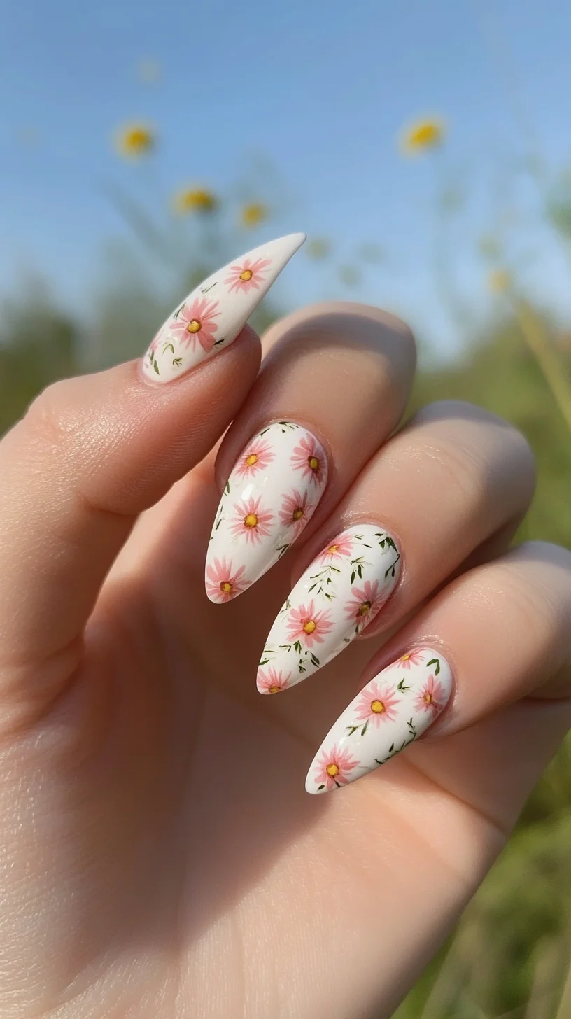 Embrace Elegance: Floral-Infused Almond Nails for a Touch of Whimsy