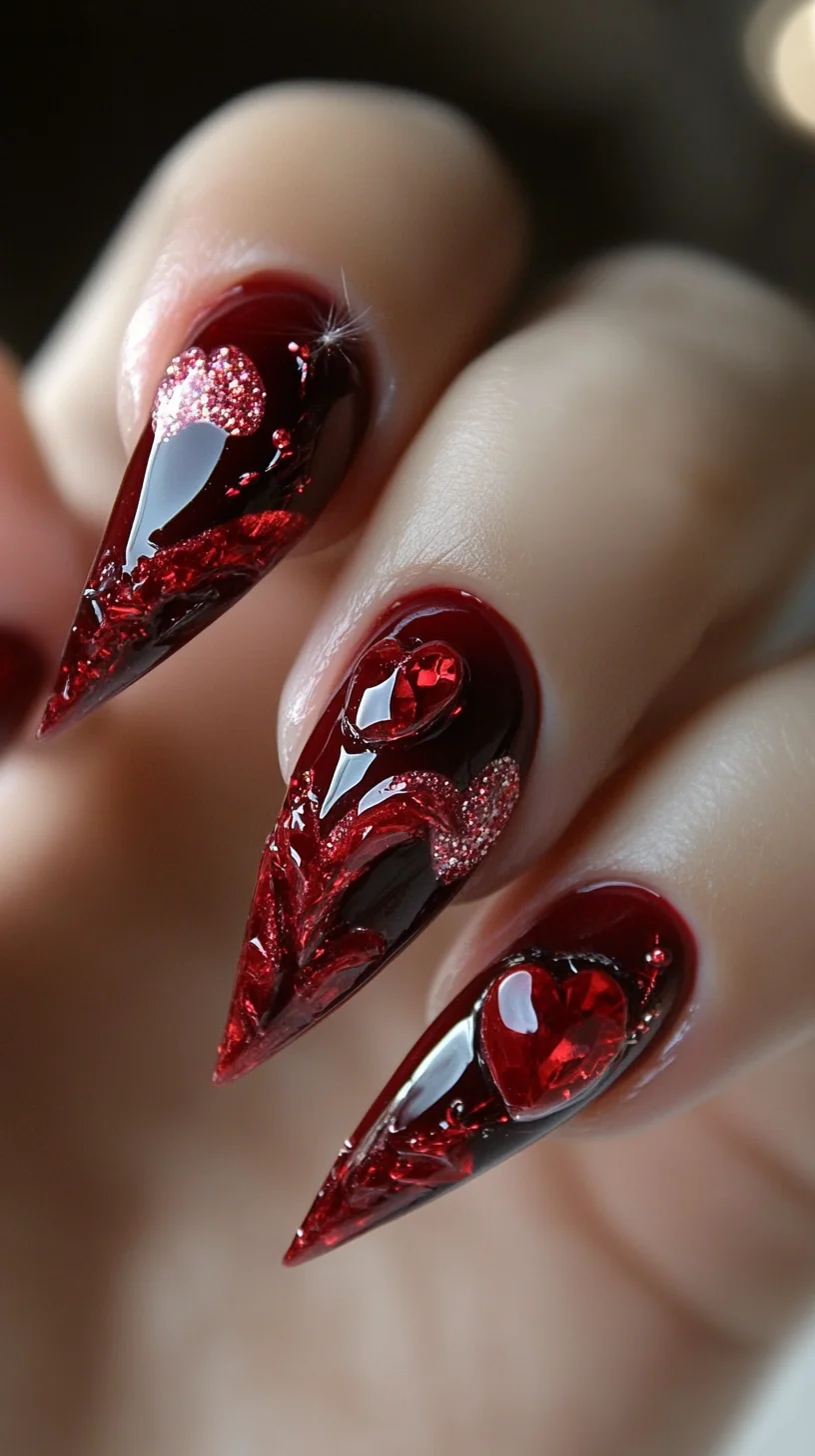 Glamorous Crimson Stiletto Nails: A Showstopping Statement of Elegance