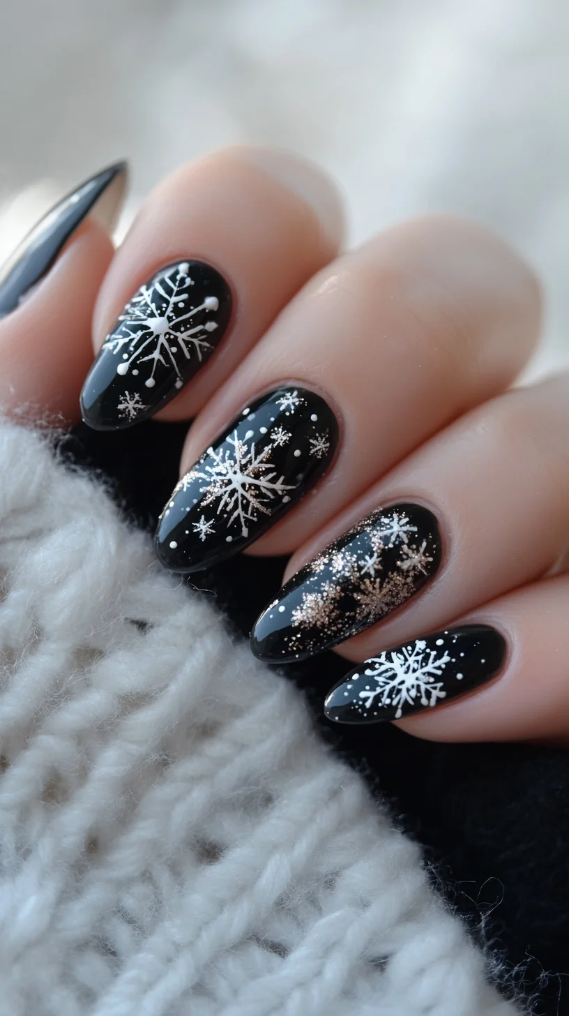 Glamorous Winter Vibes: Snowflake Nail Art for a Chic Seasonal Look