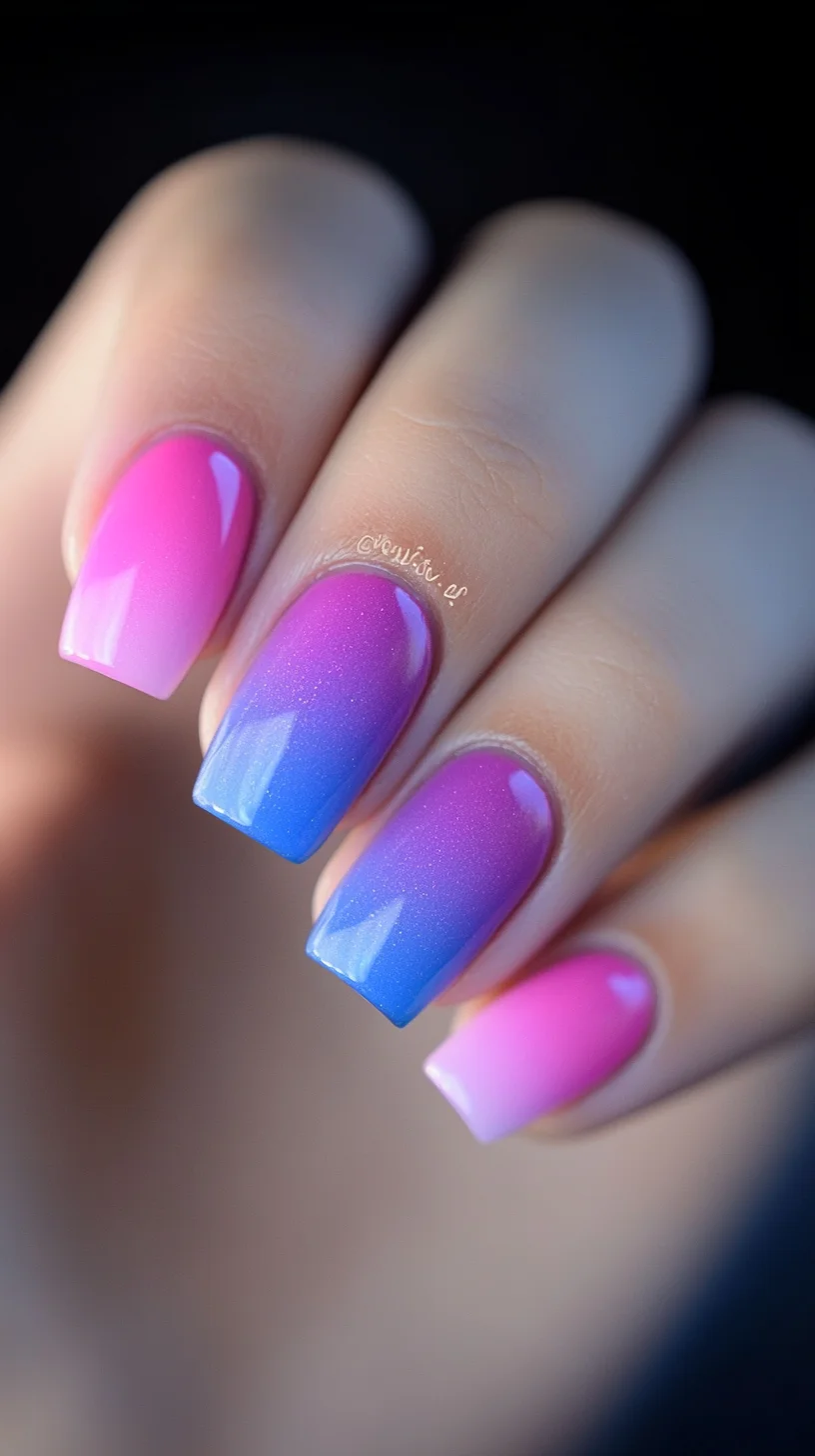 Gradient Glam: Captivating Pink and Blue Ombre Nails for a Stunning Look