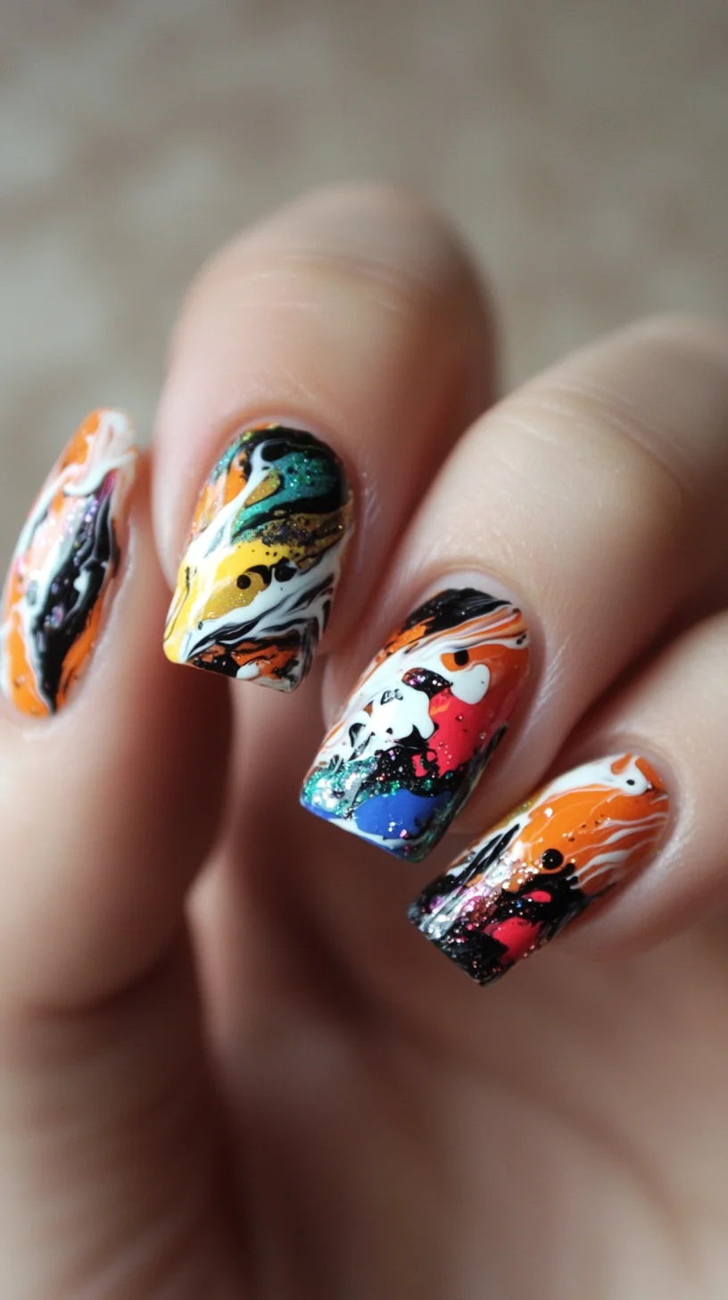 It seems you've uploaded an image related to nail art rather than a hairstyle. I can help with that!

 Dazzling Swirl Nail Art: A Colorful Expression of Creativity