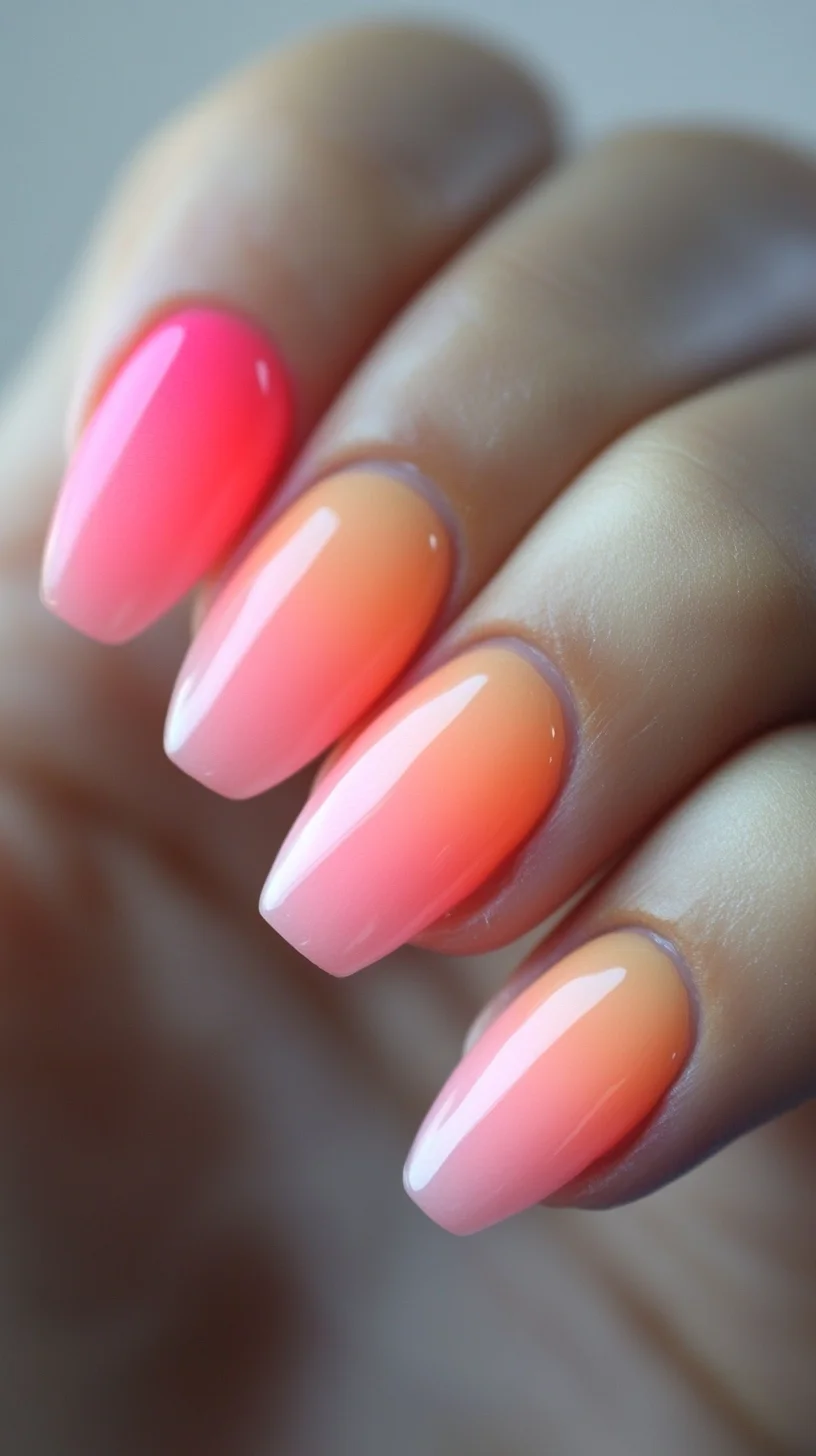 Radiant Ombre Nails: A Stunning Transition from Soft Pink to Peach