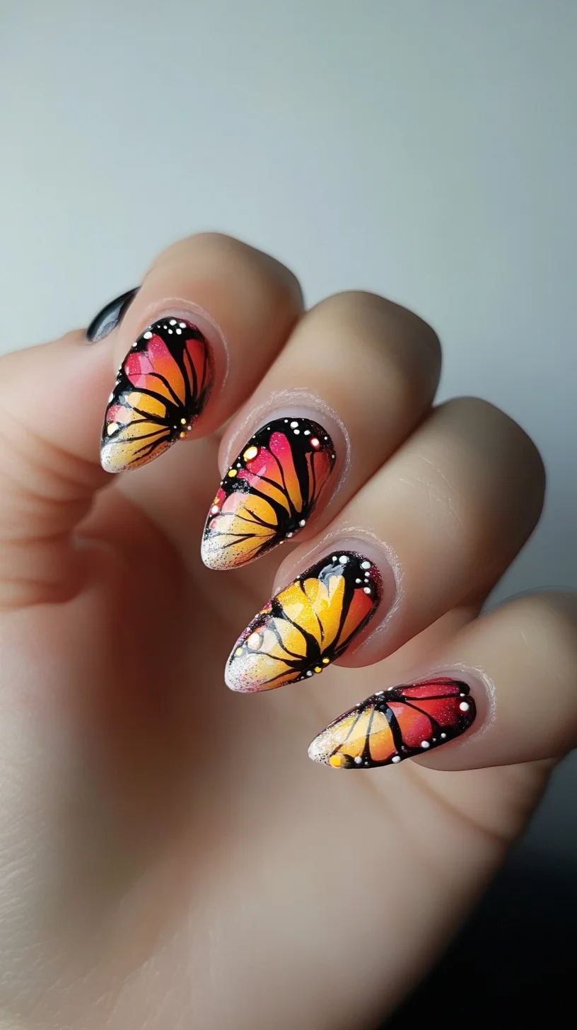 Striking Monarch-Inspired Nail Art: A Bold Choice for a Vibrant Look