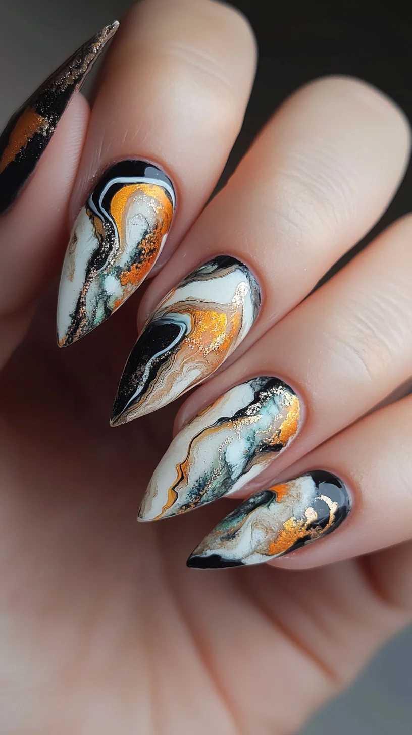 Stunning Marble-Inspired Nail Art: A Trendy Accent for a Bold Look