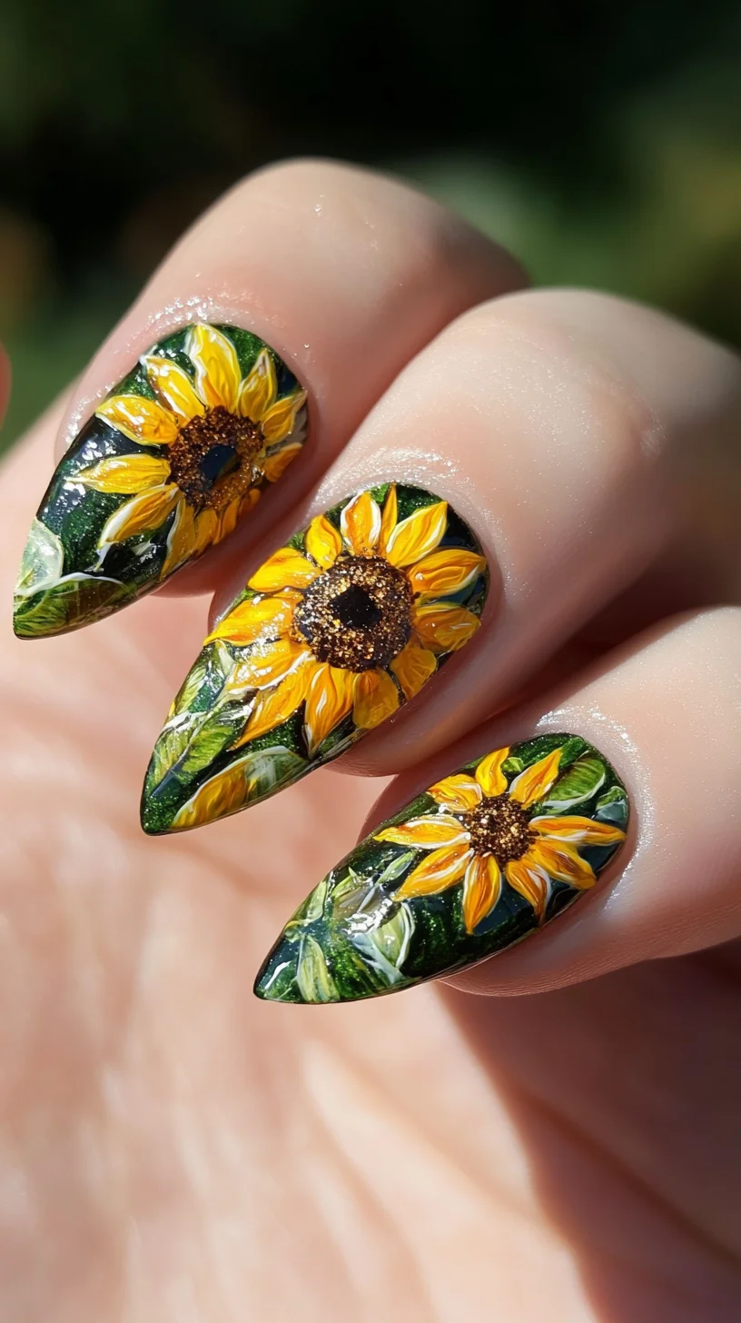 Sun-Kissed Floral Nail Art: Embrace Nature with Vibrant Sunflower Designs