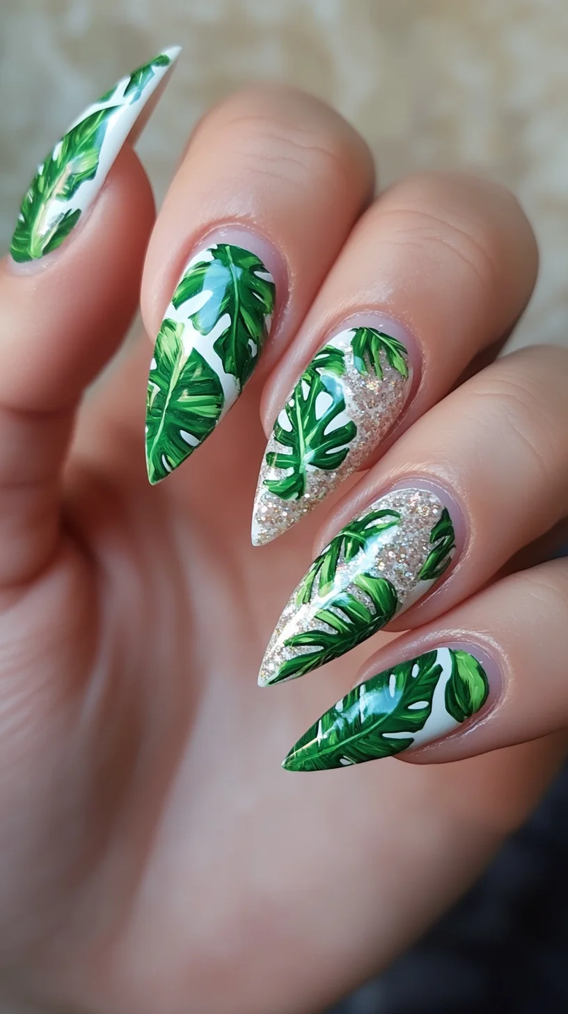 Tropical Leaf Nail Art: Embrace Summer Vibes with Exquisite Detailing