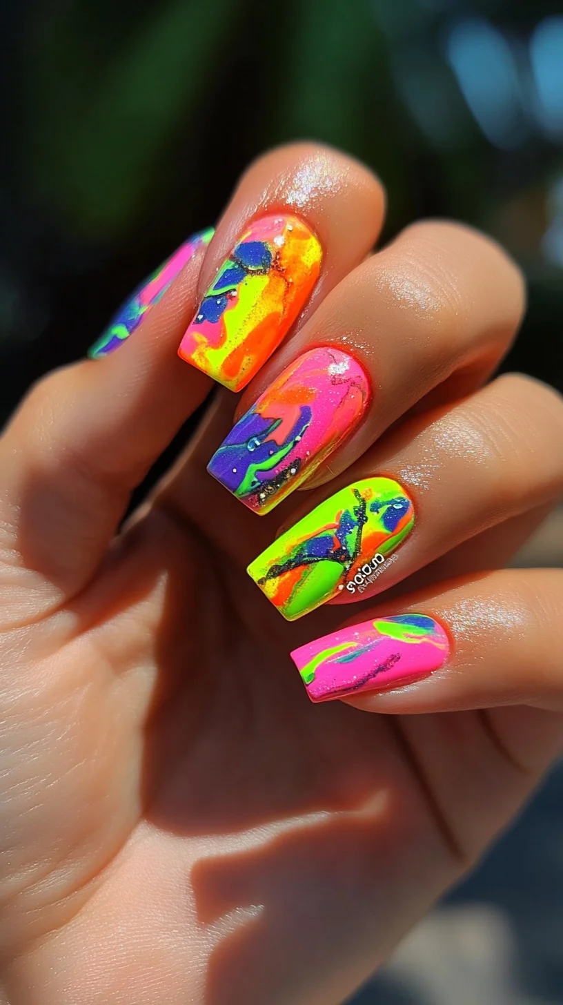 Vibrant Abstract Swirls: Unleash Your Creative Side with This Bold Nail Art