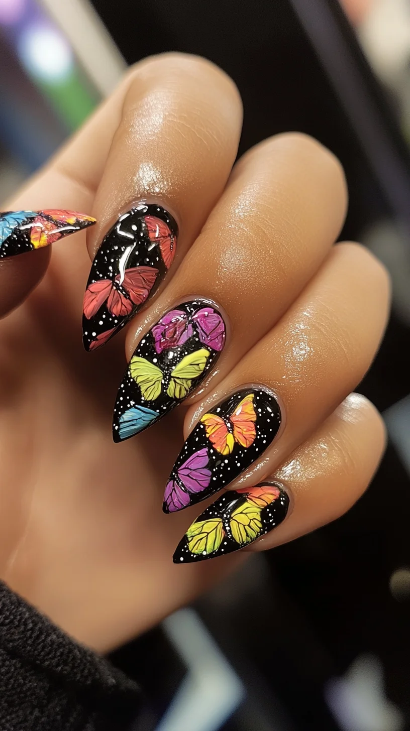 Vibrant Butterfly Nails: A Bold Twist on Classic Nail Art