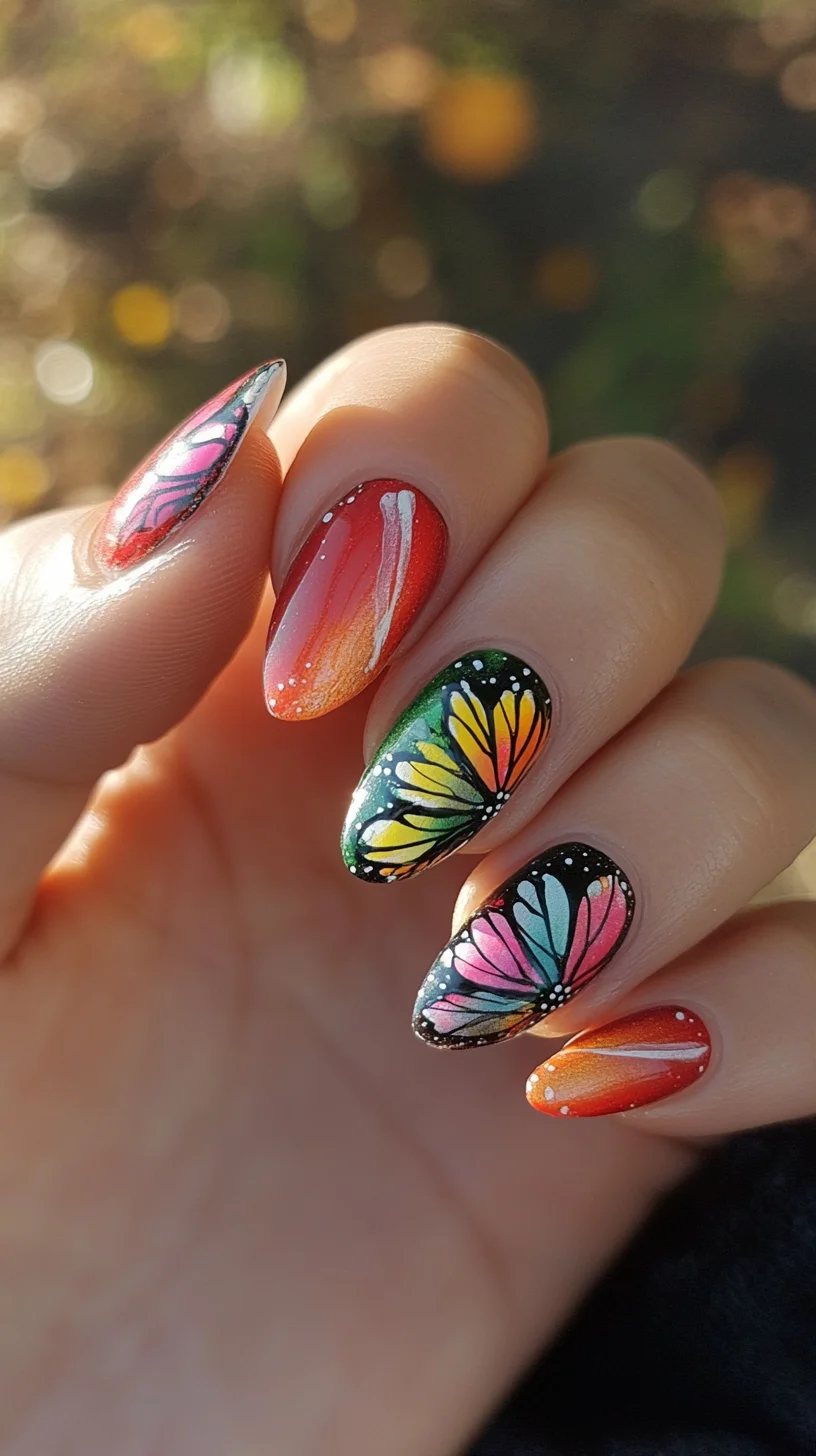 Vibrant Butterfly-Inspired Nail Art: A Whimsical Touch for Any Occasion