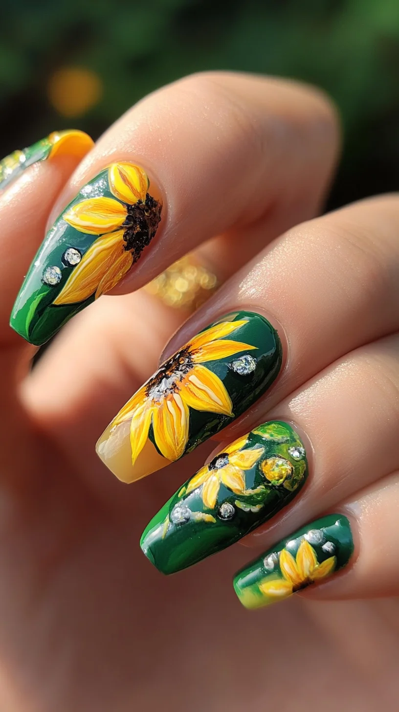 Vibrant Floral Nail Art Inspired by Sunflowers for a Splash of Color