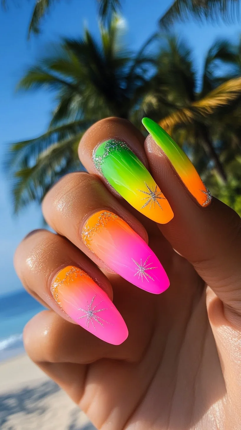 Vibrant Ombre Nails: A Bold Fusion of Colors for a Standout Look