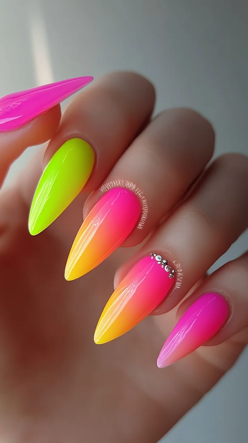 Vibrant Ombre Stiletto Nails: A Bold Statement of Color and Style