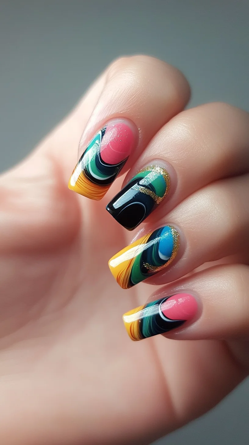 Vibrant Swirling Elegance: The Perfect Statement Nail Design