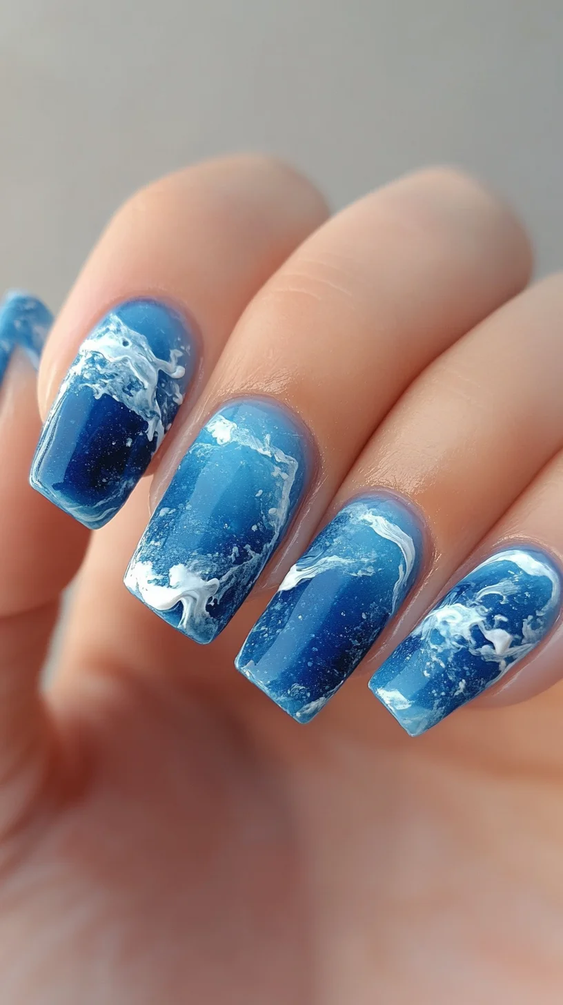 Waves of Elegance: Stunning Ocean-Inspired Long Nail Art